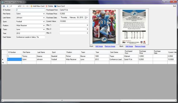 sports card database collecting software